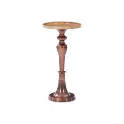 Vinson Copper Metal and Natural Wood 13" w Side Table by Powell Company