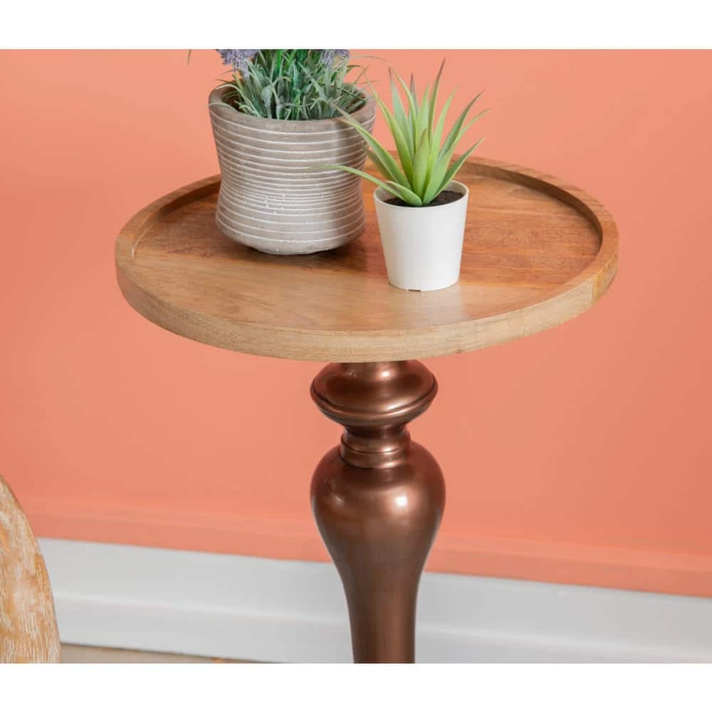 Vinson Copper Metal and Natural Wood 13" w Side Table by Powell Company 6 Vinson Copper Metal and Natural Wood 13" w Side Table by Powell Company - Image 4