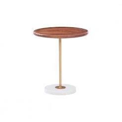 Bonnie 18 in. Natural 21 in. Circular Mango Wood End Table with Stone Base by Powell Company
