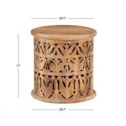 Serena 17 in. Wide Natural 17 in. High Solid Mango Wood Side Table with Hand Carved Wood by Powell Company -Powell Company Shop natural powell company end side tables hd1706st21 1f 1000