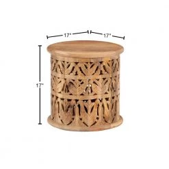 Serena 17 in. Wide Natural 17 in. High Solid Mango Wood Side Table with Hand Carved Wood by Powell Company -Powell Company Shop natural powell company end side tables hd1706st21 40 1000