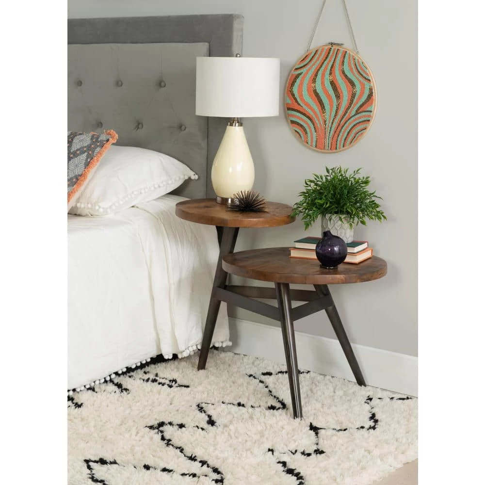 Dugan 21 in. W Two Tiered Warm Brown Round Wood top Side Table by Powell Company 7 Dugan 21 in. W Two Tiered Warm Brown Round Wood top Side Table by Powell Company - Image 5