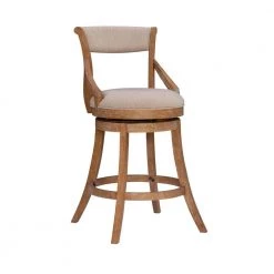 Gilda Brown Wirebrush Finish with Natural Linen Upholstery 31 in. Bar Stool by Powell Company