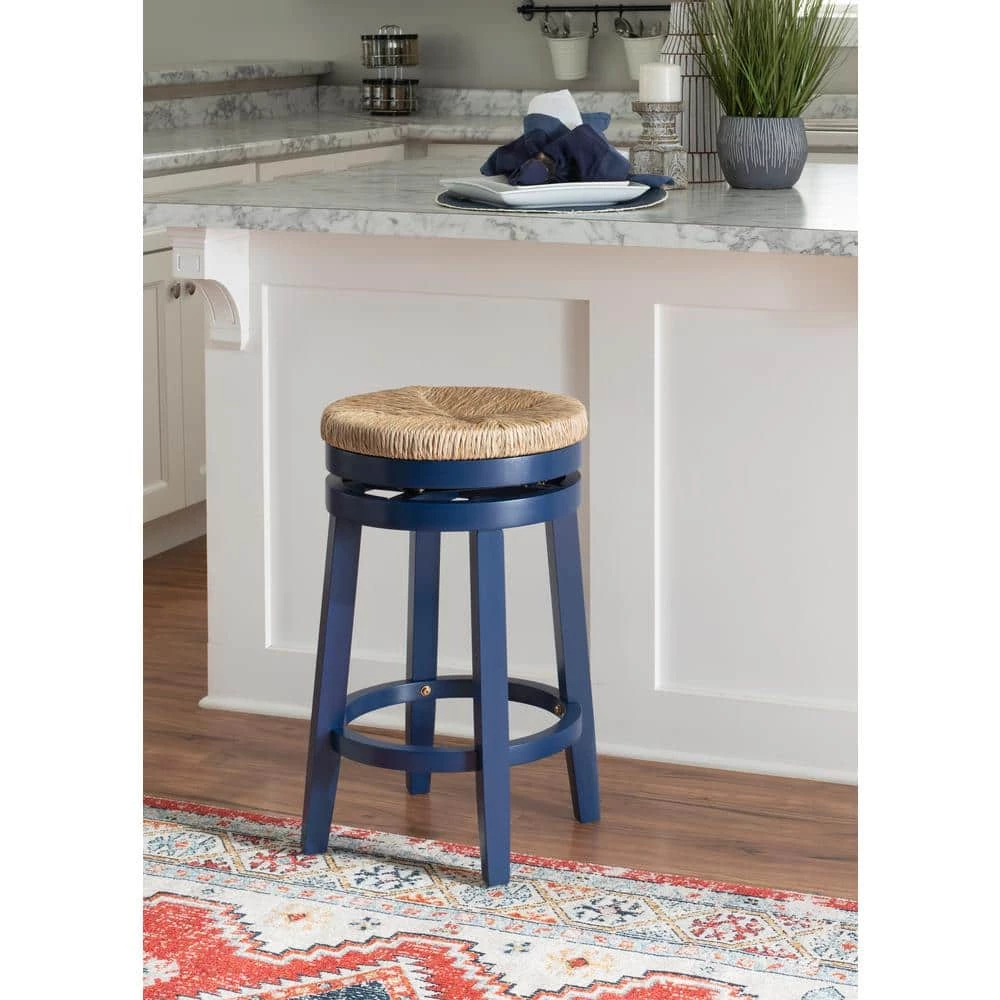Mesquite Navy Blue 25 in. Swivel Bar Stool with Seagrass Seat by Powell Company 7 Mesquite Navy Blue 25 in. Swivel Bar Stool with Seagrass Seat by Powell Company - Image 5