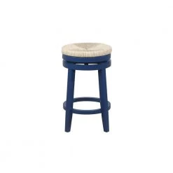 Mesquite Navy Blue 25 in. Swivel Bar Stool with Seagrass Seat by Powell Company