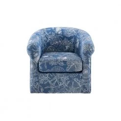 Lonnie Blue and White Coastal Swivel Club Chair by Powell Company