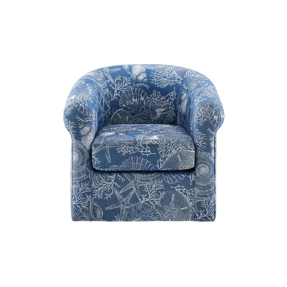 Lonnie Blue and White Coastal Swivel Club Chair by Powell Company 3 Lonnie Blue and White Coastal Swivel Club Chair by Powell Company
