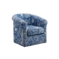 Lonnie Blue and White Coastal Swivel Club Chair by Powell Company 11 Lonnie Blue and White Coastal Swivel Club Chair by Powell Company -Powell Company Shop ocean blue white coastal pattern powell company accent chairs hd1466u20 c3 1000
