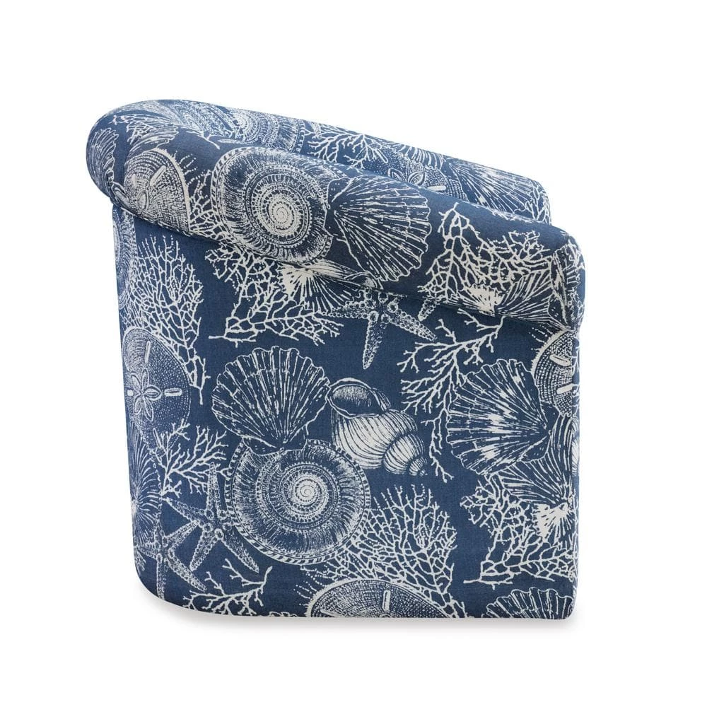 Lonnie Blue and White Coastal Swivel Club Chair by Powell Company 4 Lonnie Blue and White Coastal Swivel Club Chair by Powell Company - Image 2
