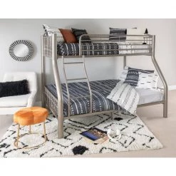 Garcon Heavy Metal Pewter Finish Twin Over Full Bunk Bed by Powell Company -Powell Company Shop pewter powell company bunk beds hd1262y19 31 1000