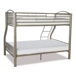 Garcon Heavy Metal Pewter Finish Twin Over Full Bunk Bed by Powell Company -Powell Company Shop pewter powell company bunk beds hd1262y19 4f 1000