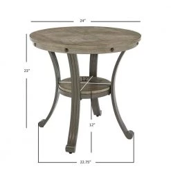 Franklin Rustic Umber with Pewter Metal Side Table by Powell Company -Powell Company Shop pewter powell company end side tables hd1571et20 1f 1000