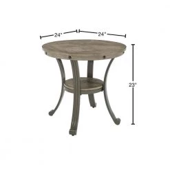 Franklin Rustic Umber with Pewter Metal Side Table by Powell Company -Powell Company Shop pewter powell company end side tables hd1571et20 40 1000