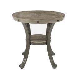 Franklin Rustic Umber with Pewter Metal Side Table by Powell Company