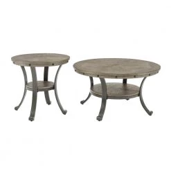 Franklin Rustic Umber with Pewter Metal Side Table by Powell Company -Powell Company Shop pewter powell company end side tables hd1571et20 c3 1000