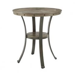 Franklin 36 in. L Round Rustic Umber and Pewter Wood Top and Metal Frame 2 Seater Pub Table by Powell Company