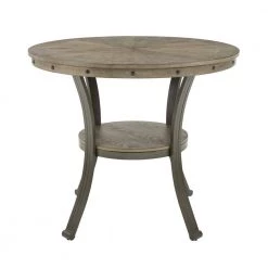 Franklin Rustic Umber with Pewter Metal 42 in. Round Pub Table by Powell Company