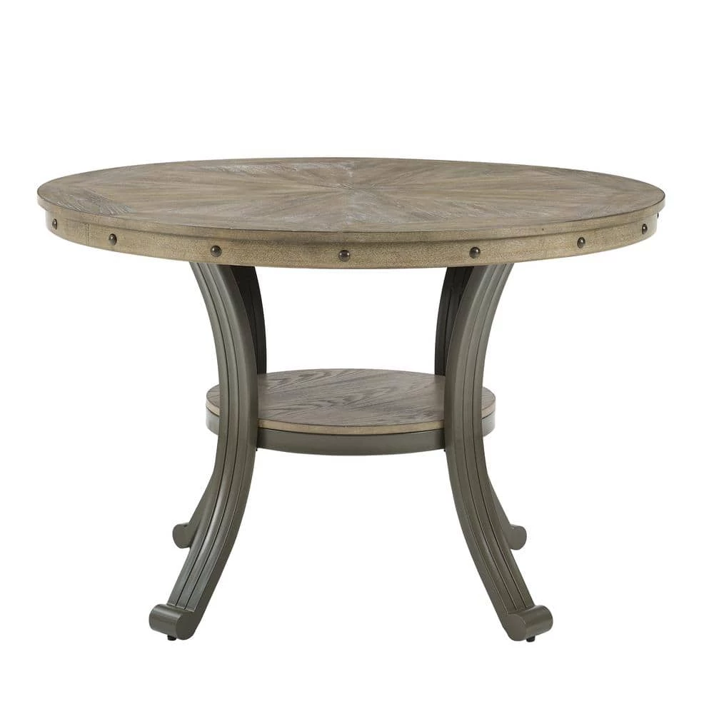 Chasin 45"L x 45"D x 30"H Pewter Round Dining Table by Powell Company 3 Chasin 45"L x 45"D x 30"H Pewter Round Dining Table by Powell Company