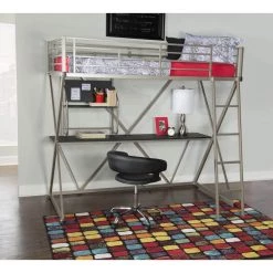 Reyer Pewter Twin Loft Bed by Powell Company 11 Reyer Pewter Twin Loft Bed by Powell Company -Powell Company Shop pewter powell company loft beds hd1259y19 c3 1000