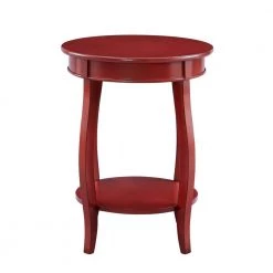 Justine 18 in. W x 18 in. D x 24 in. H Red Round Wood End / Side Table by Powell Company -Powell Company Shop red powell company end side tables hd1759st21 e1 1000