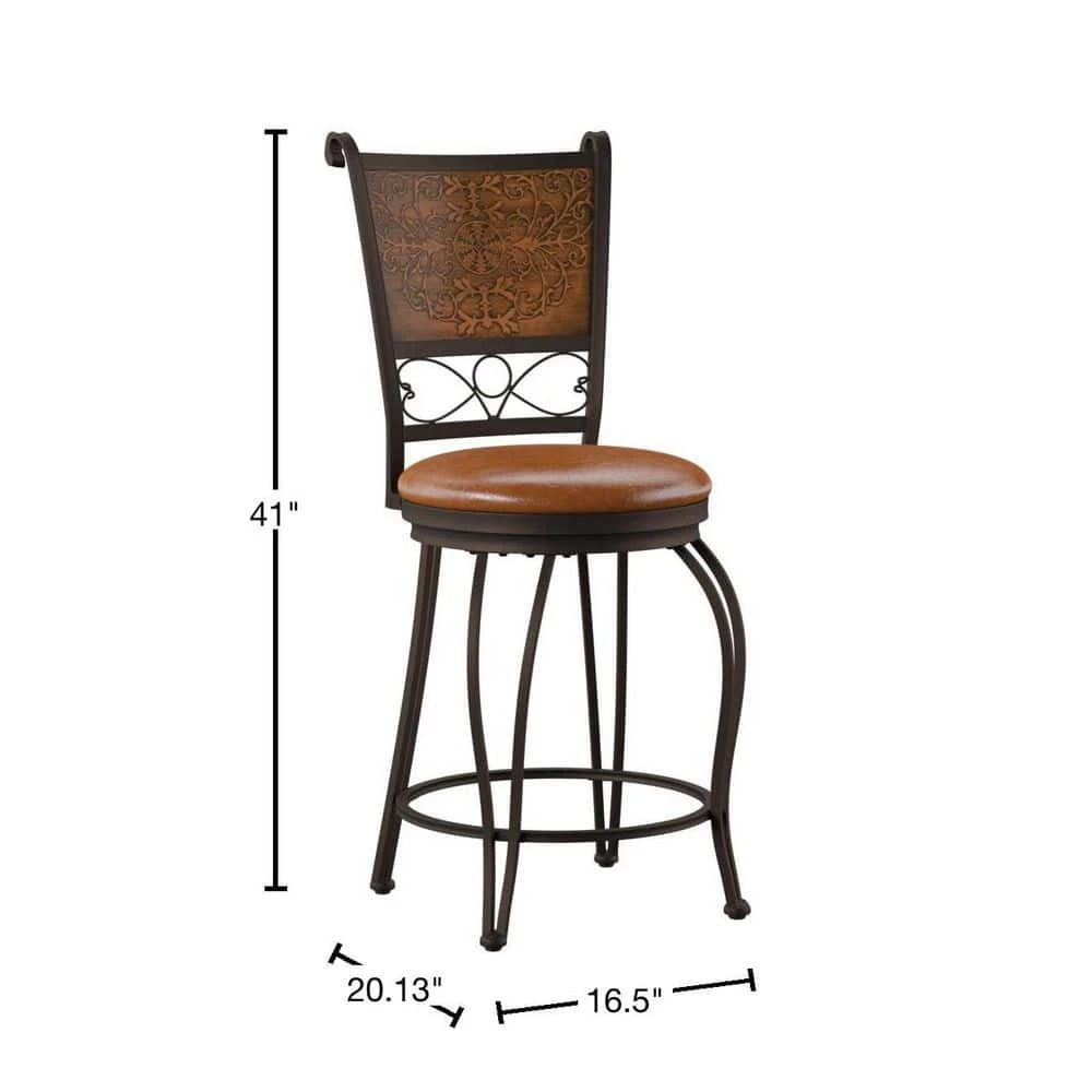 Bryant 24 in. H Copper Stamped High Back Metal Frame Cushion Seat Counter-Stool by Powell Company 5 Bryant 24 in. H Copper Stamped High Back Metal Frame Cushion Seat Counter-Stool by Powell Company - Image 3