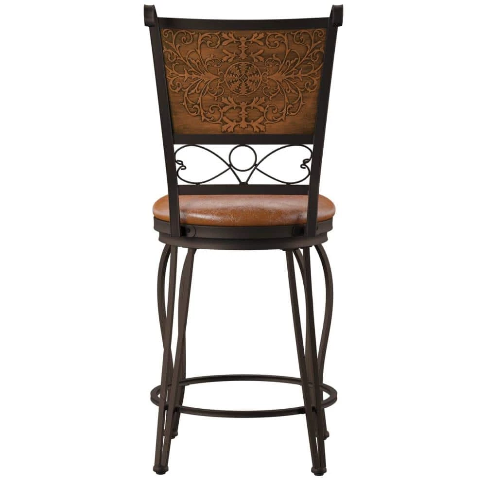 Bryant 24 in. H Copper Stamped High Back Metal Frame Cushion Seat Counter-Stool by Powell Company 7 Bryant 24 in. H Copper Stamped High Back Metal Frame Cushion Seat Counter-Stool by Powell Company - Image 5