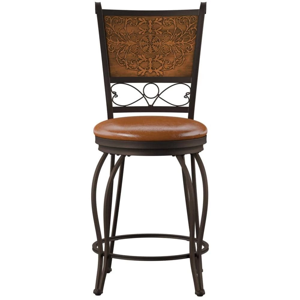 Bryant 24 in. H Copper Stamped High Back Metal Frame Cushion Seat Counter-Stool by Powell Company 8 Bryant 24 in. H Copper Stamped High Back Metal Frame Cushion Seat Counter-Stool by Powell Company - Image 6