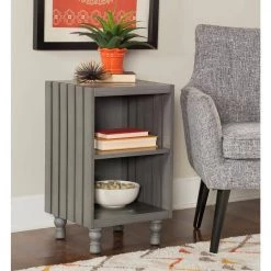 Hubbing 33 in. Grey Woodgrain Tall Side Table by Powell Company -Powell Company Shop rustic gray powell company end side tables hd1394a19g a0 1000