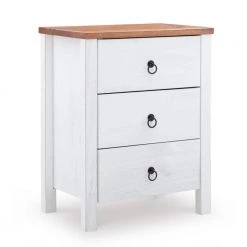 Marritt Rustic Oak and Distressed White Chest 3-Drawers 13 in. x 26 in. x 20 in. by Powell Company