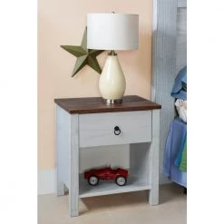 Marritt Rustic Oak and Distressed White Nightstand 13 in. x 21 in. x 20 in. by Powell Company -Powell Company Shop rustic oak distressed white powell company nightstands hd1442b19 31 1000