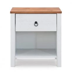 Marritt Rustic Oak and Distressed White Nightstand 13 in. x 21 in. x 20 in. by Powell Company -Powell Company Shop rustic oak distressed white powell company nightstands hd1442b19 c3 1000