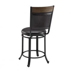 Franklin Rustic Umber with Brown Faux Leather Upholstery 24 in. Counter Stool with Swivel by Powell Company -Powell Company Shop rustic umber powell company bar stools hd1561cs20 66 1000