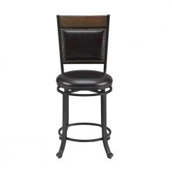 Franklin Rustic Umber with Brown Faux Leather Upholstery 24 in. Counter Stool with Swivel by Powell Company -Powell Company Shop rustic umber powell company bar stools hd1561cs20 c3 1000