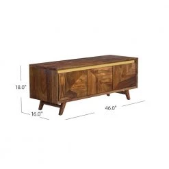 Kenyon 46 in. W Rustic Wood 18.25 in. H Rectangular Solid Sheesham Wood Console Table with Warm Gold Banner by Powell Company -Powell Company Shop rustic wood powell company console tables hd1810 44 1000