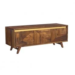 Kenyon 46 in. W Rustic Wood 18.25 in. H Rectangular Solid Sheesham Wood Console Table with Warm Gold Banner by Powell Company -Powell Company Shop rustic wood powell company console tables hd1810 c3 1000