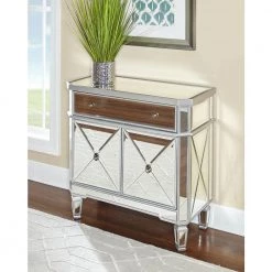 Klein 32 in. Silver Standard Rectangle Mirrored Console Table by Powell Company -Powell Company Shop silver mirror powell company console tables hd1199a19 31 1000