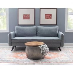 Wagner 22.5 in. Silver 16 in. Metal Hammered Drum Coffee Table with Storage and Wooden Lid by Powell Company -Powell Company Shop silver powell company coffee tables hd1645dts21ss 4f 1000