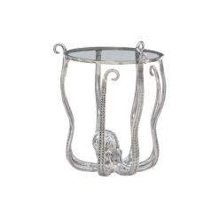 Olivia Silver Metal and Glass Octopus Table by Powell Company