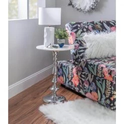 Jessy 16 in. x 23.5 in. Silver Circular Marble Top End Table by Powell Company -Powell Company Shop silver powell company end side tables hd1658at21 31 1000