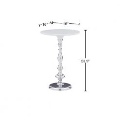 Jessy 16 in. x 23.5 in. Silver Circular Marble Top End Table by Powell Company -Powell Company Shop silver powell company end side tables hd1658at21 40 1000