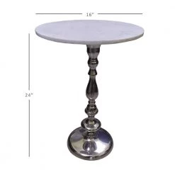 Jessy 16 in. x 23.5 in. Silver Circular Marble Top End Table by Powell Company -Powell Company Shop silver powell company end side tables hd1658at21 c3 1000
