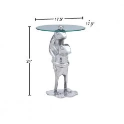 Francesca 17.5 in. Wide Silver 24 in. High Glass Top Side Table with Frog Base by Powell Company -Powell Company Shop silver powell company end side tables hd1708st21 40 1000