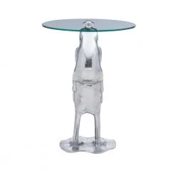 Francesca 17.5 in. Wide Silver 24 in. High Glass Top Side Table with Frog Base by Powell Company -Powell Company Shop silver powell company end side tables hd1708st21 66 1000