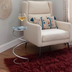 Pippen 10.5 in. Blue 23.75 in. H Round Agate Side Table with Spiral Metal Base by Powell Company -Powell Company Shop silver powell company end side tables hd1711at21 31 1000