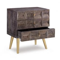 3-Drawer Roanne with Gold LegsWooden Cabinet by Powell Company -Powell Company Shop smokey grey gold powell company accent cabinets hd1418b19 1f 1000