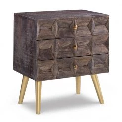 3-Drawer Roanne with Gold LegsWooden Cabinet by Powell Company