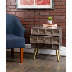 3-Drawer Roanne with Gold LegsWooden Cabinet by Powell Company -Powell Company Shop smokey grey gold powell company accent cabinets hd1418b19 c3 1000