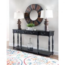 72 in. Black Standard Rectangle Wood Console Table with Drawers by Powell Company -Powell Company Shop soho black crackle powell company console tables 158 534 31 1000