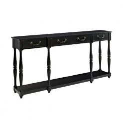 72 in. Black Standard Rectangle Wood Console Table with Drawers by Powell Company
