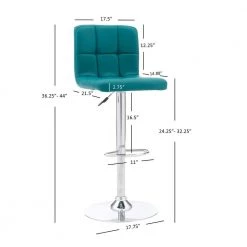 Chad 35.6 in. H - 44 in. H Teal Faux Leather Chrome Adjustable Barstool with Faux Leather Seat by Powell Company -Powell Company Shop teal powell company bar stools hd1673bs21 1f 1000